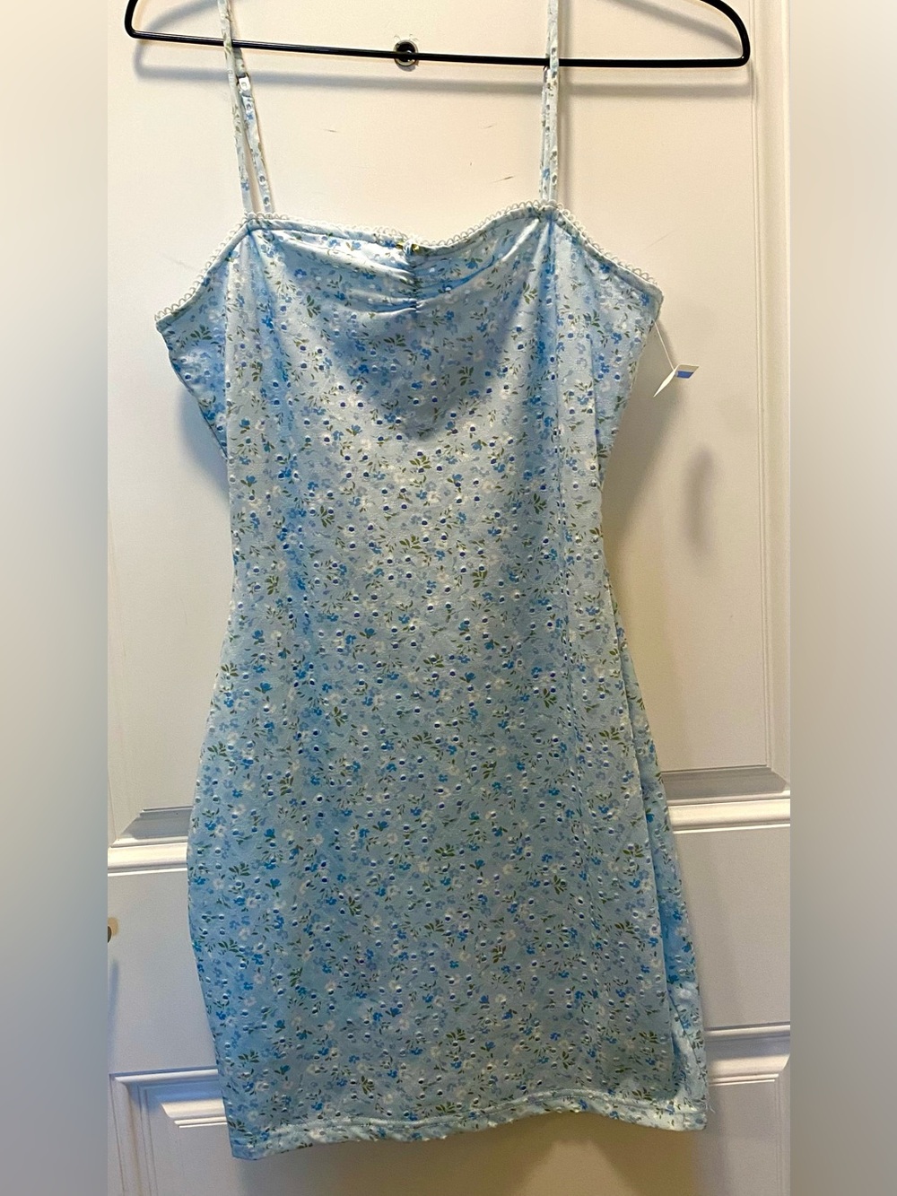 Lush Sweet Light Blue Floral Eyelet  Summer Dress Size L